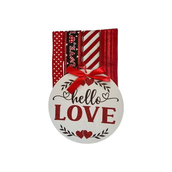 Hello Love Valentine Wreath Kit | Red Sign & Ribbon Craft Bundle for DIY Decor - Picture 6 of 6